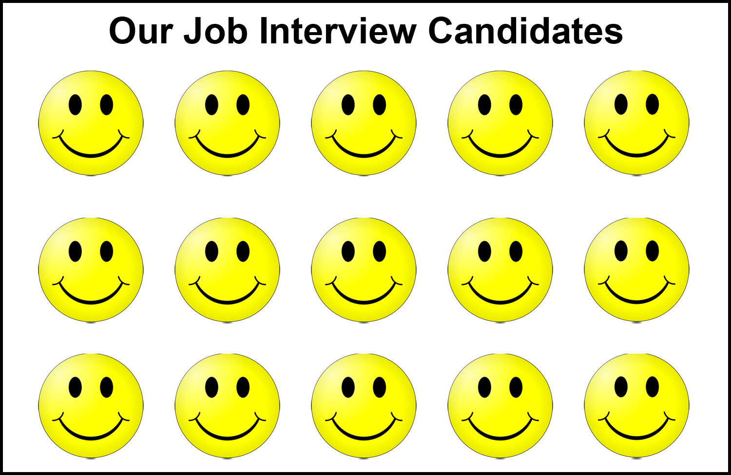 Job interview candidates: All exact same smiley faces.